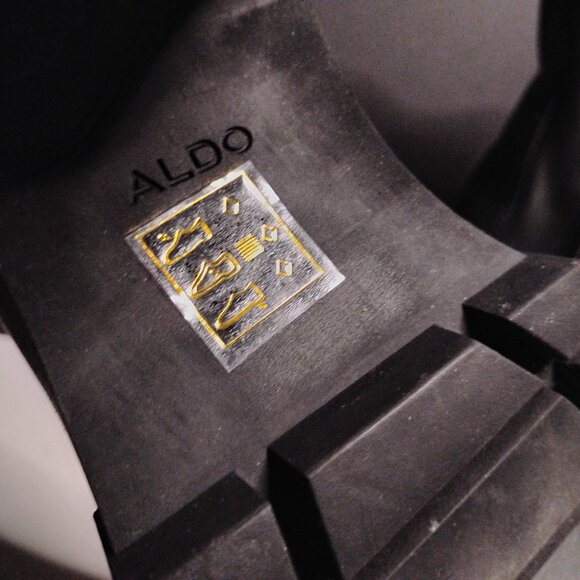 Aldo Platform Chunky Block Heel Ankle Boots Women's Size 10 Black Leather - Picture 12 of 14